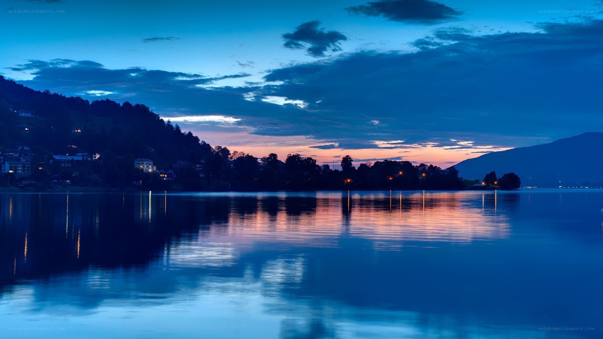 Twilight over a serene lake