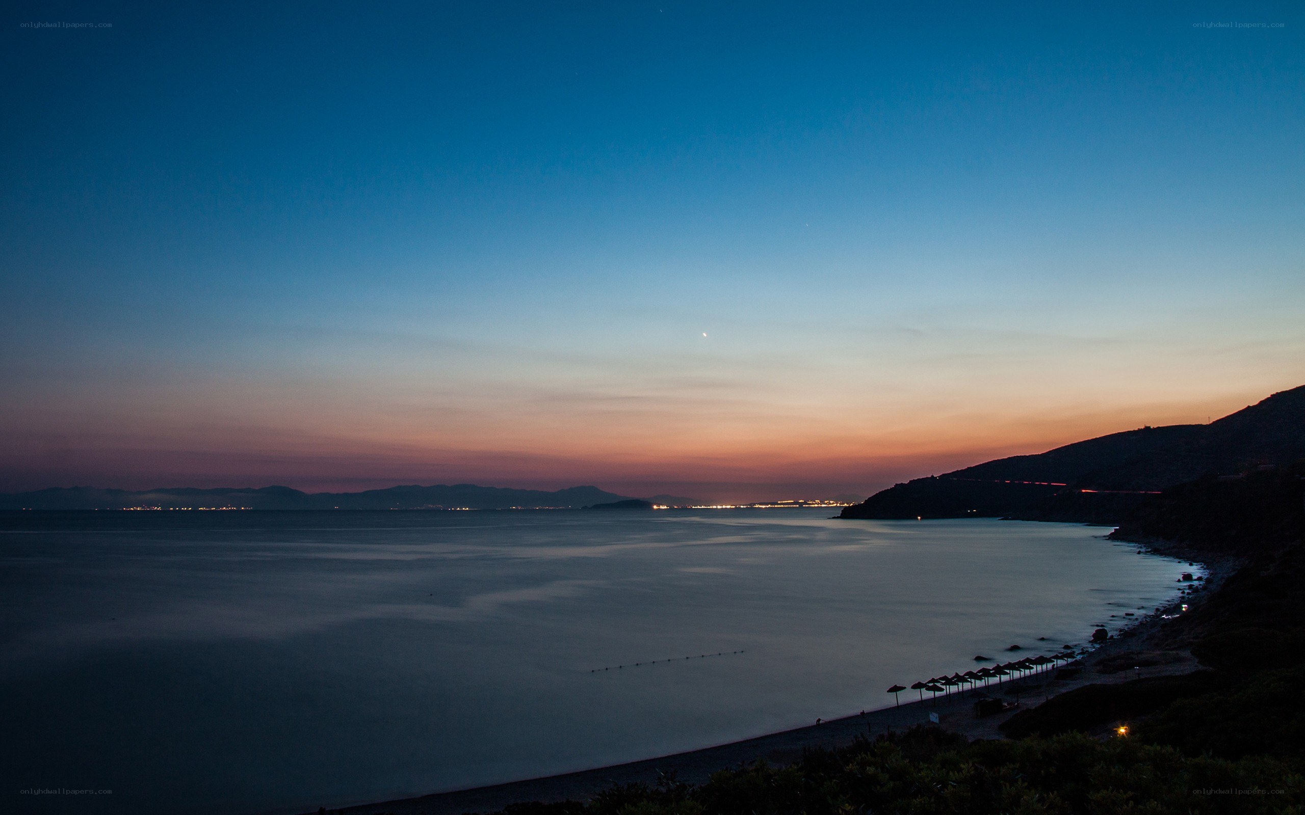 Twilight over coastal bay