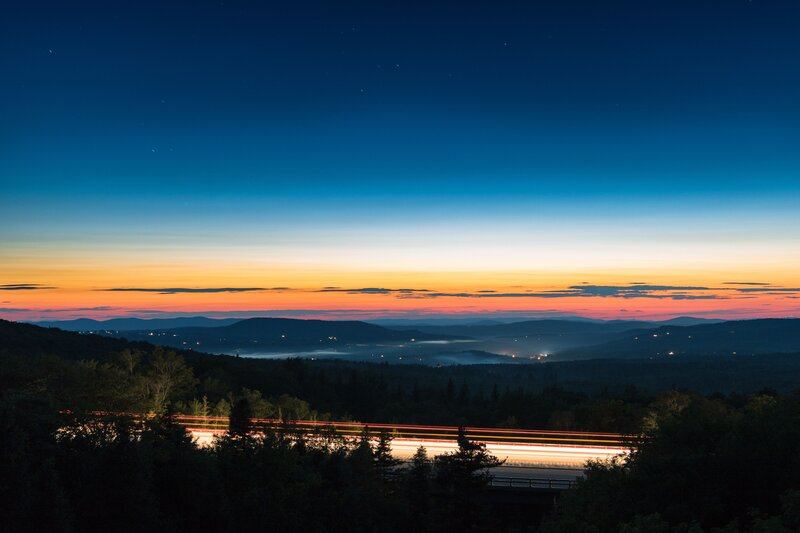 Twilight over mountain valley