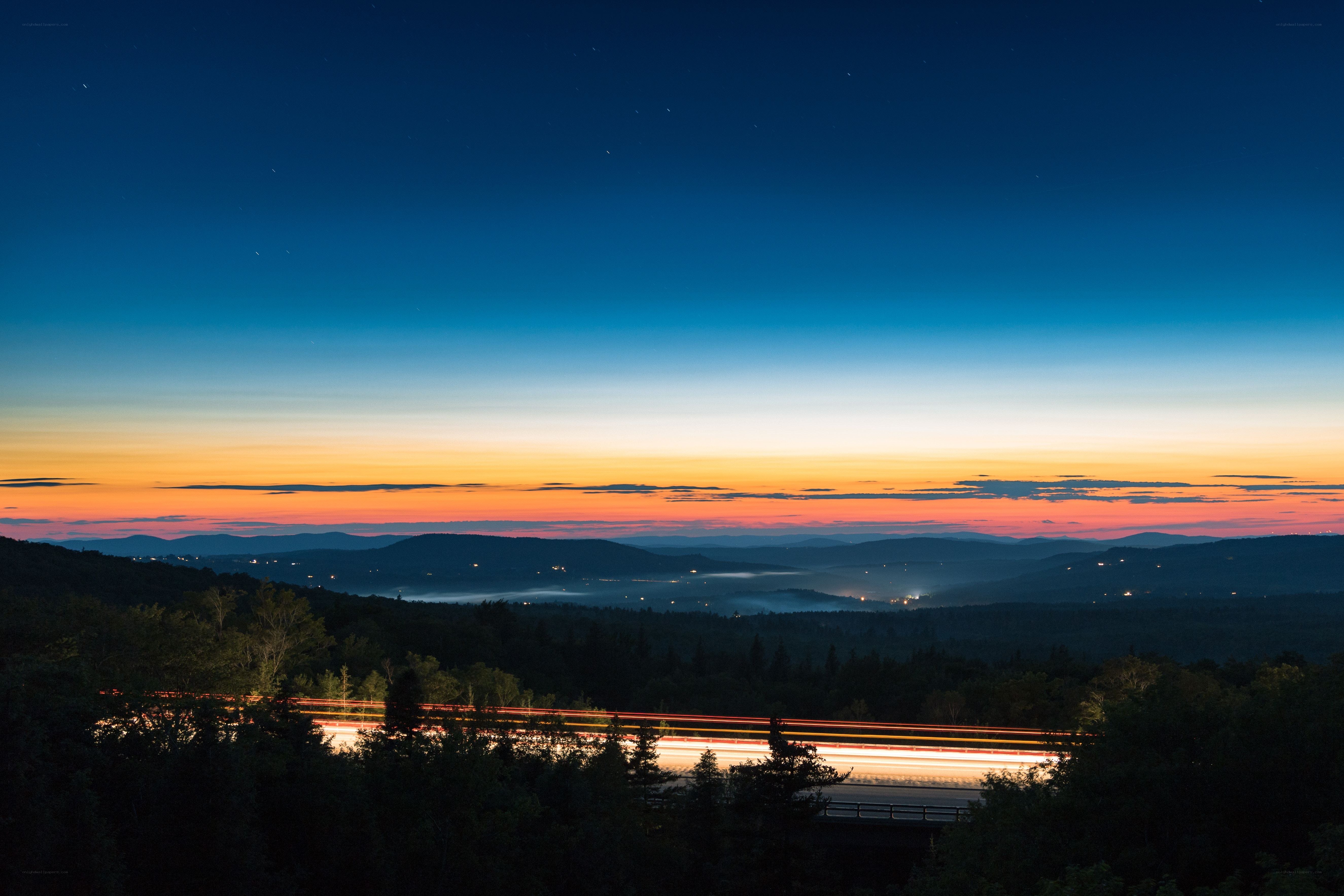 Twilight over mountain valley