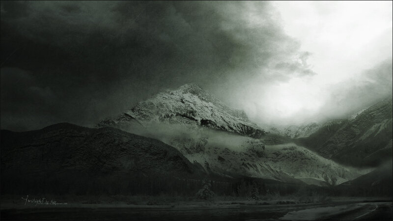 Twilight over Snow-Capped Mountains