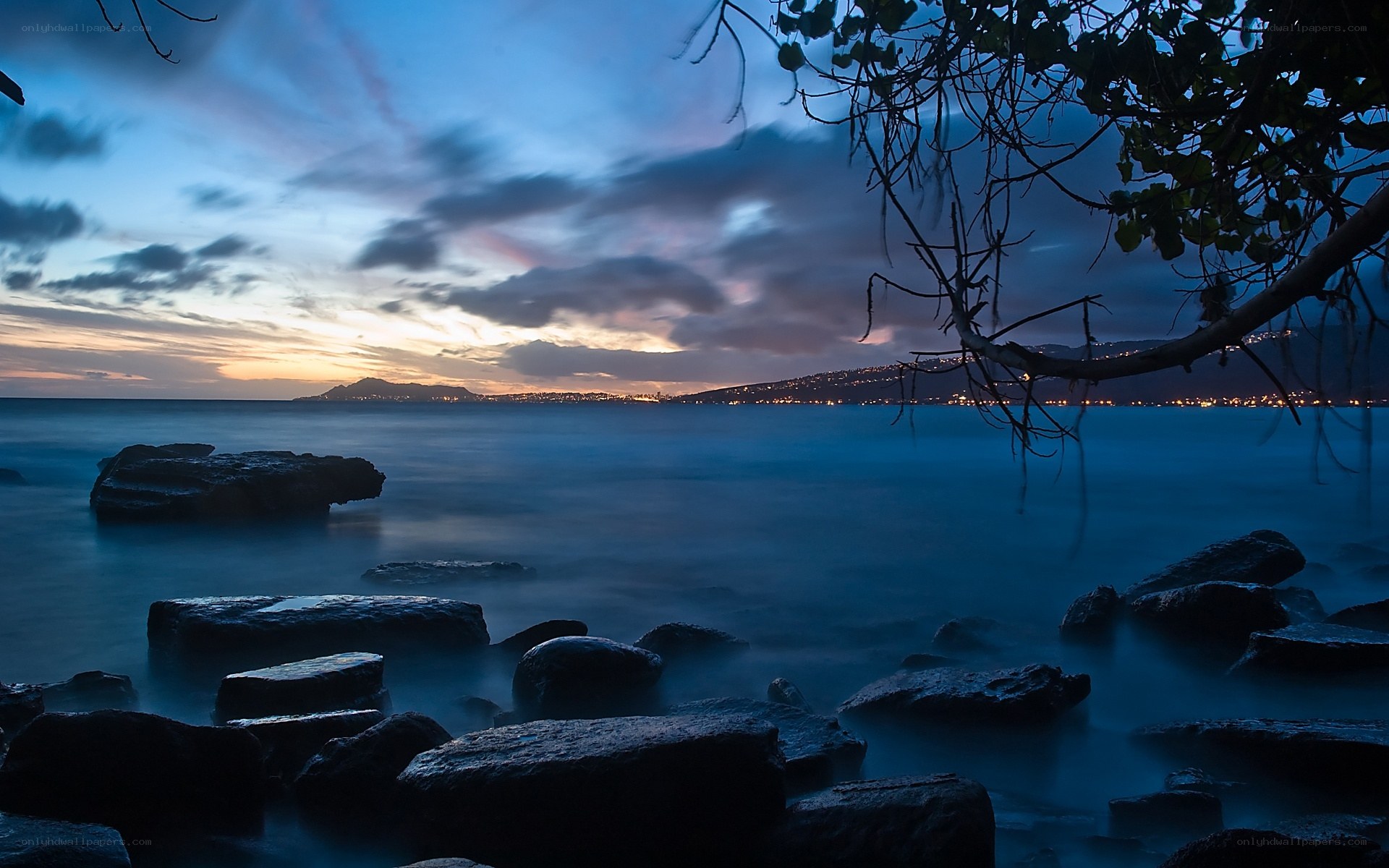 Twilight over the coastal bay