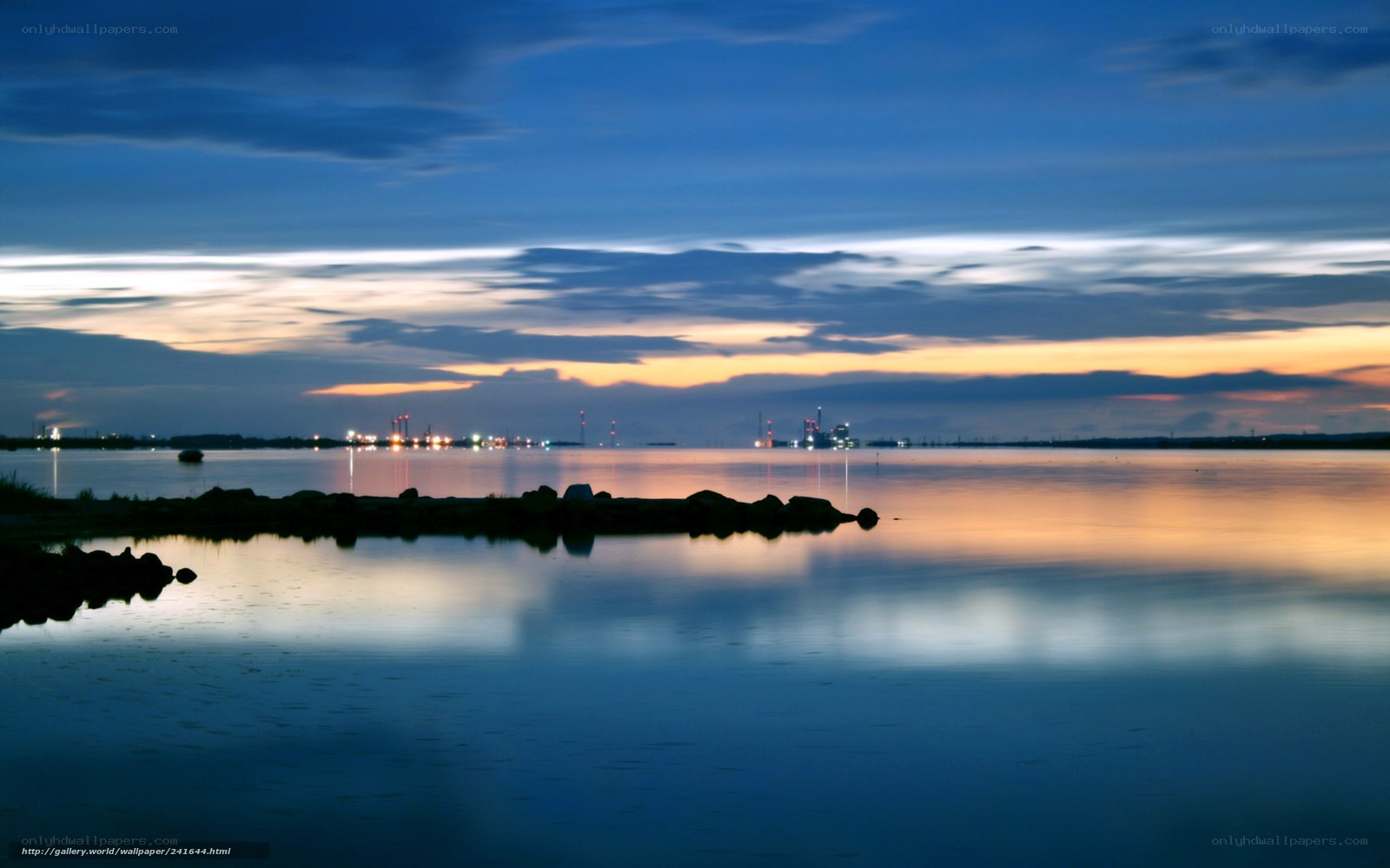 Twilight over the industrial harbor
