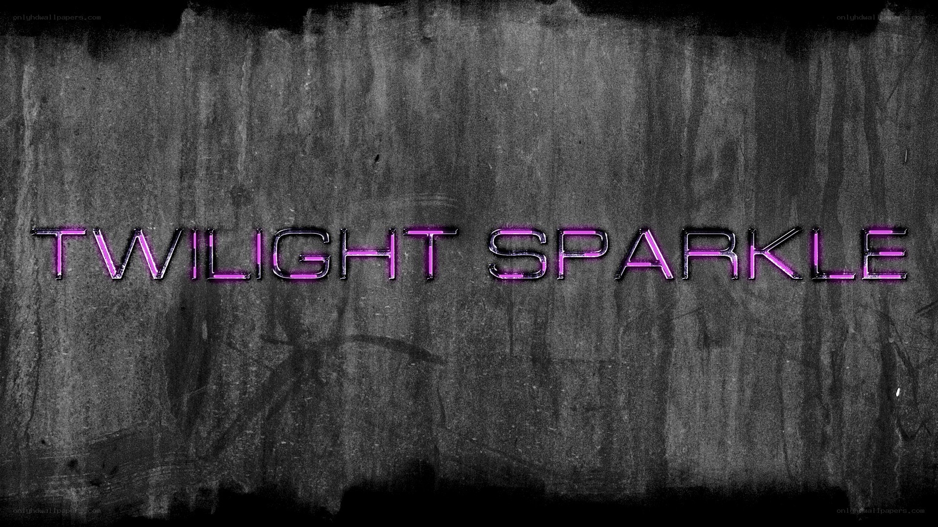 Twilight Sparkle text on dark background