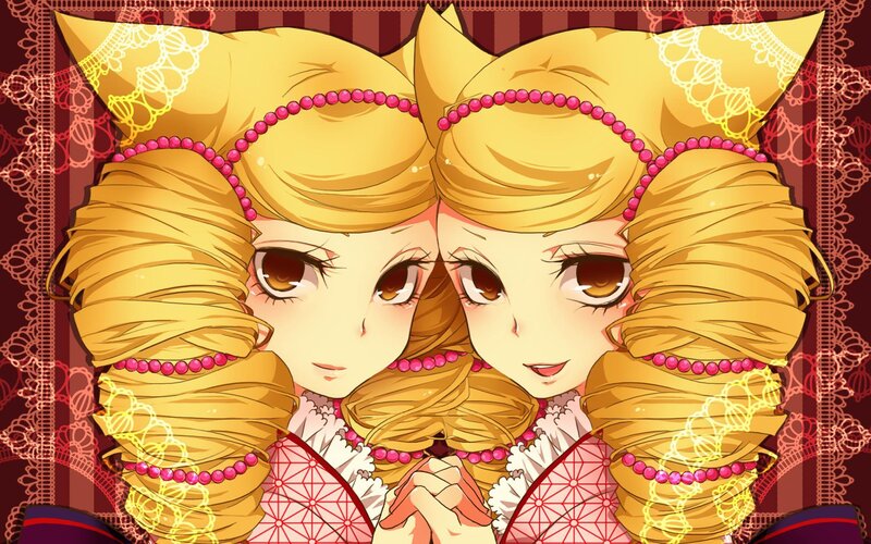 twin anime girls with golden hair