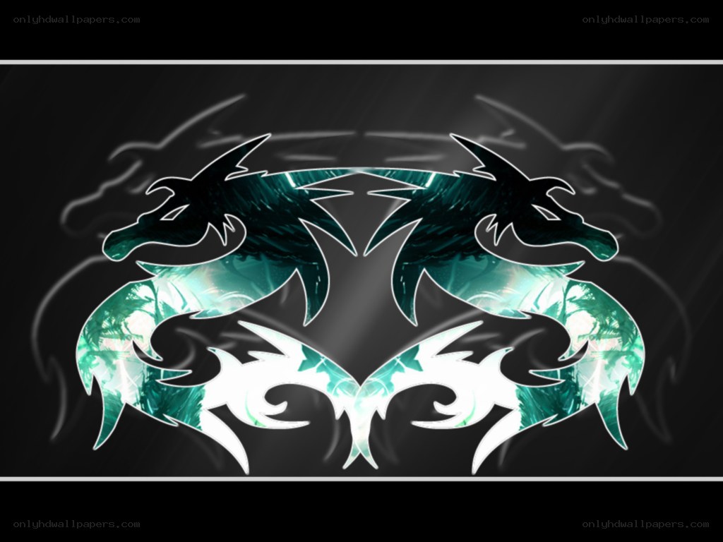 twin dragon tribal design
