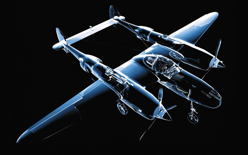 Twin-engine Aircraft — Blue, Dramatic, Digital Art, Propellers, Wings, Cockpit