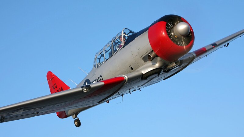 Twin-engine aircraft in flight