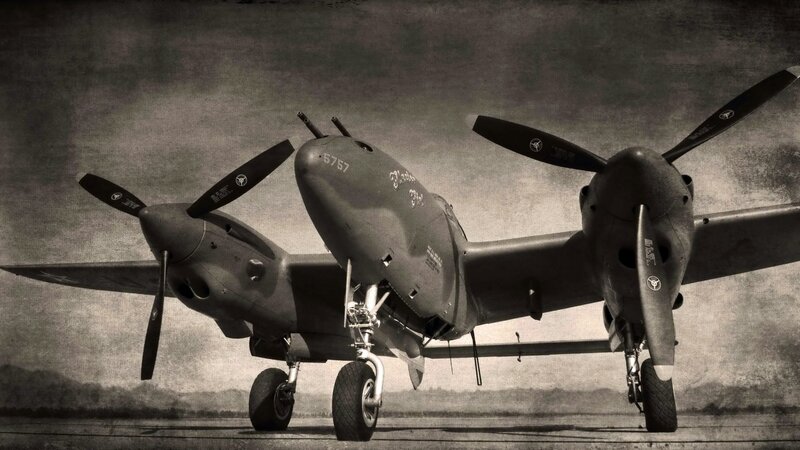Twin-engine Propeller Plane — Black