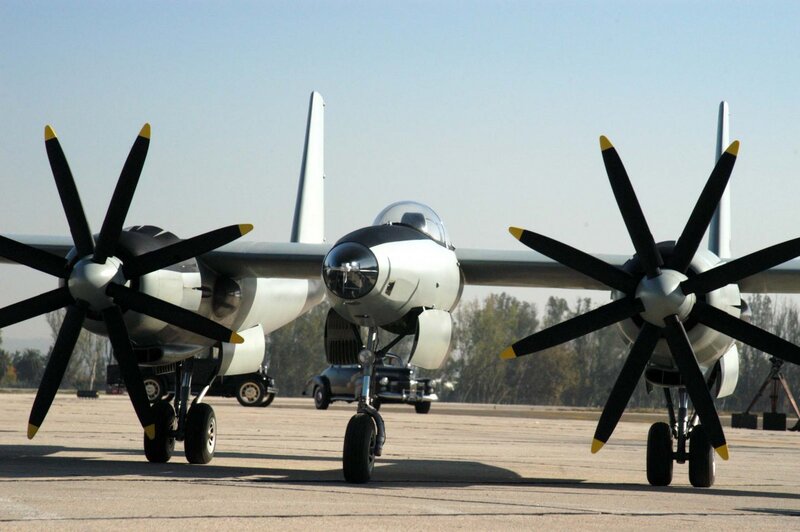 twin-engine propeller plane