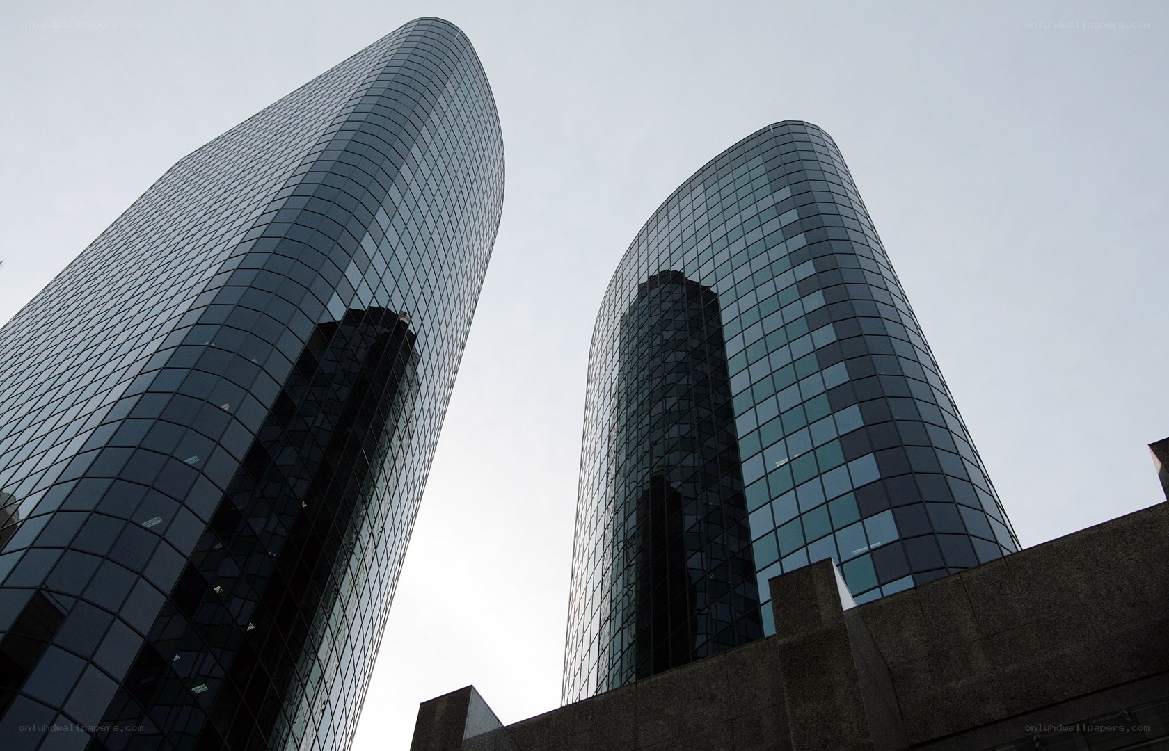 Twin glass skyscrapers