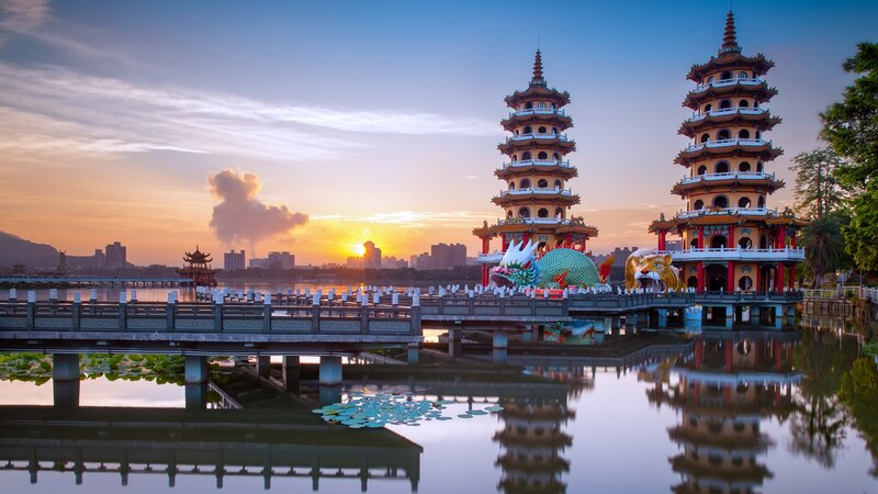 Twin Pagodas at Sunset