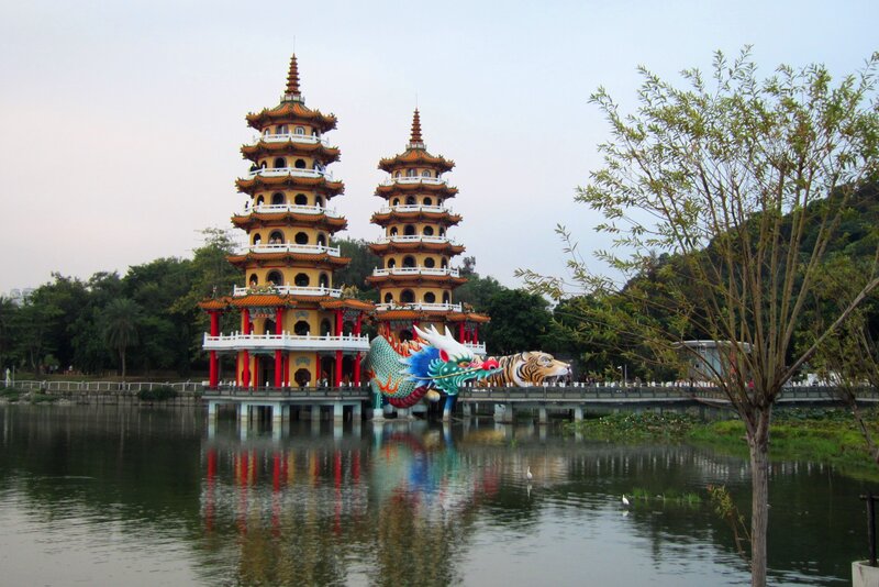 Twin Pagodas in Lake