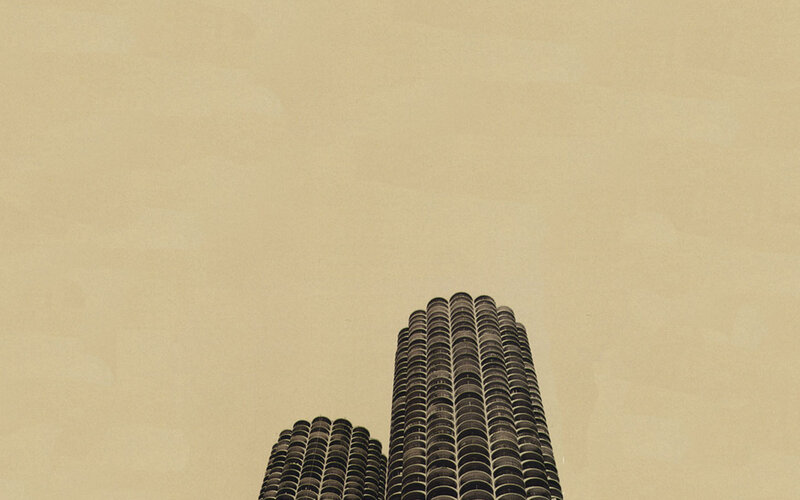 twin towers against beige sky