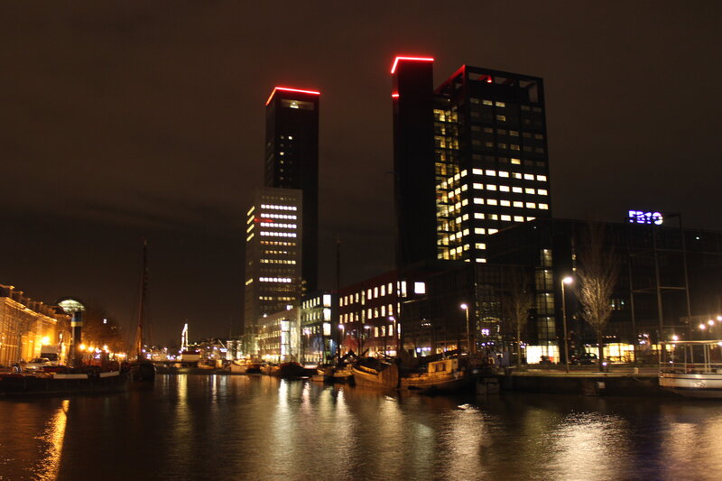 Twin Towers at Night — Black, Dark