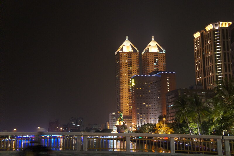 Twin Towers at Night — Black