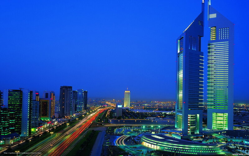 Twin Towers at Night — Blue, Dramatic, Photograph