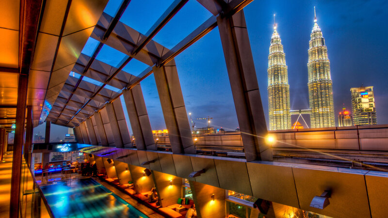 Twin Towers at Night — Blue