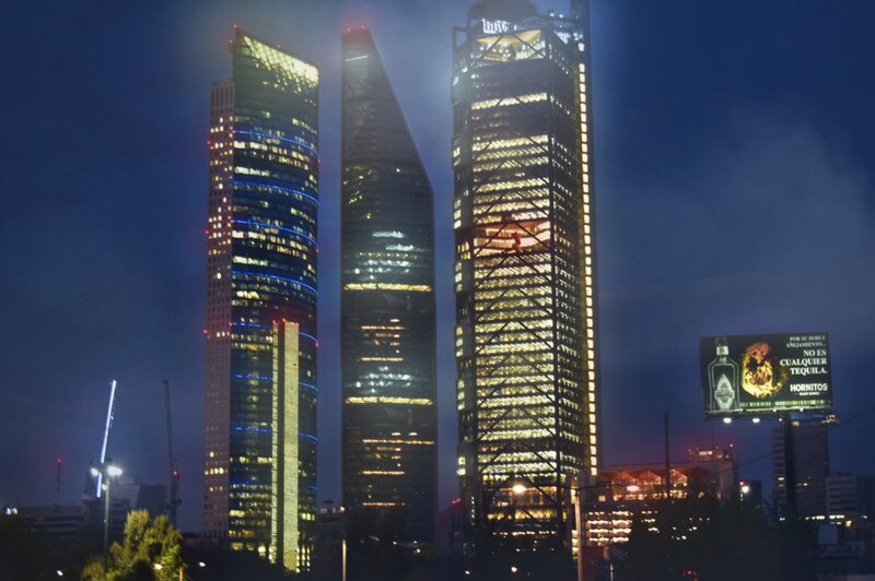 Twin Towers at Night — Blue, Urban