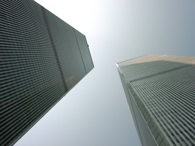 twin towers from below