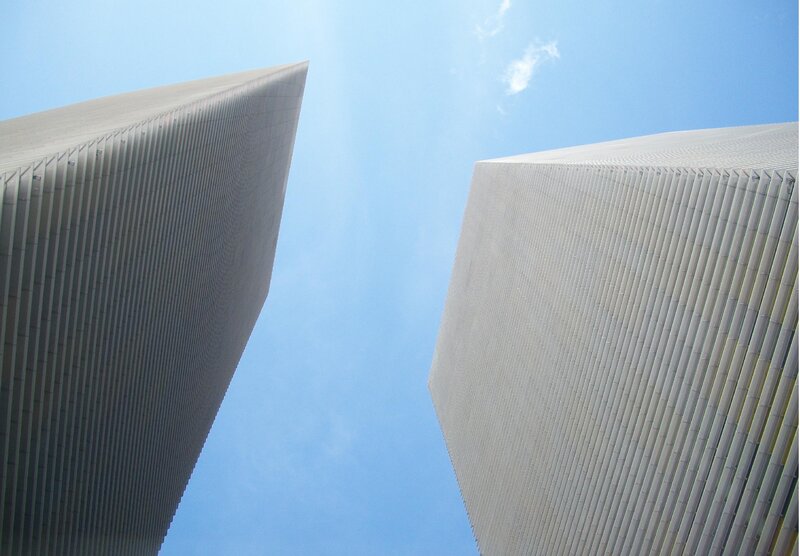 twin towers from below