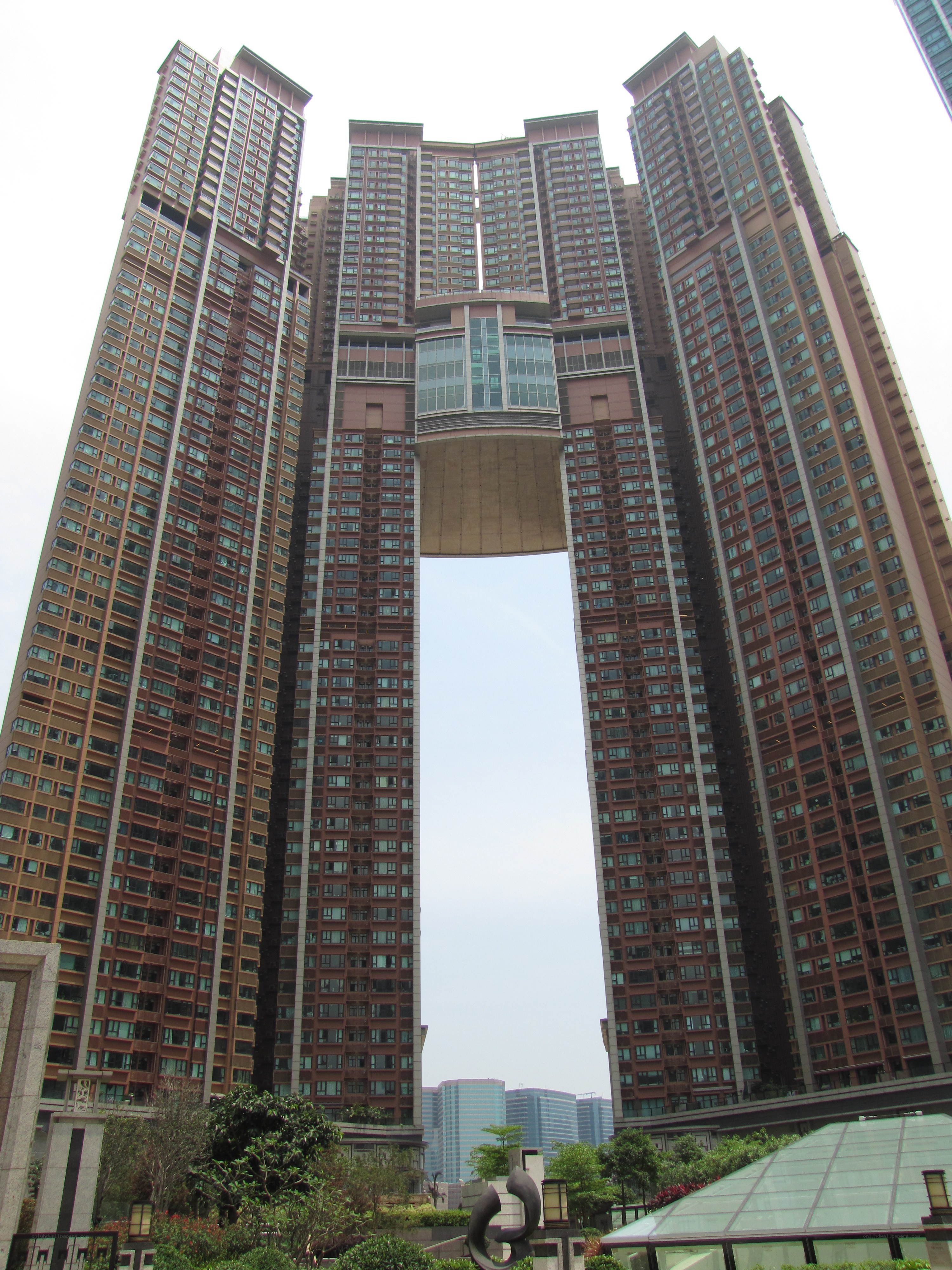 twin towers with sky bridge