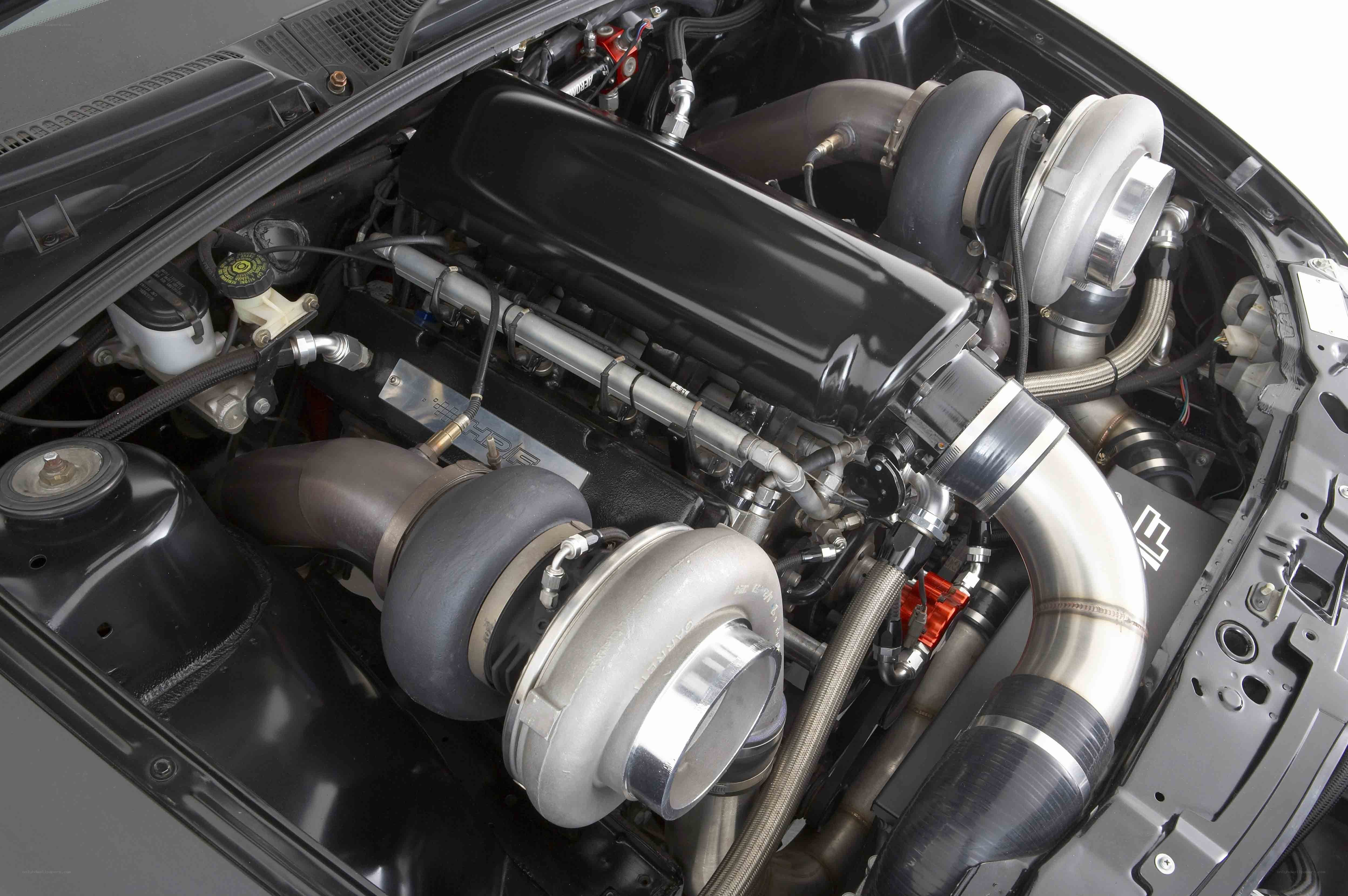 twin-turbo engine in car