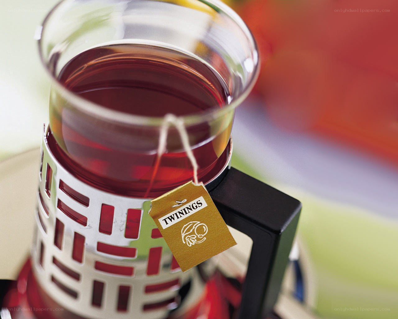 Twinings tea in glass cup
