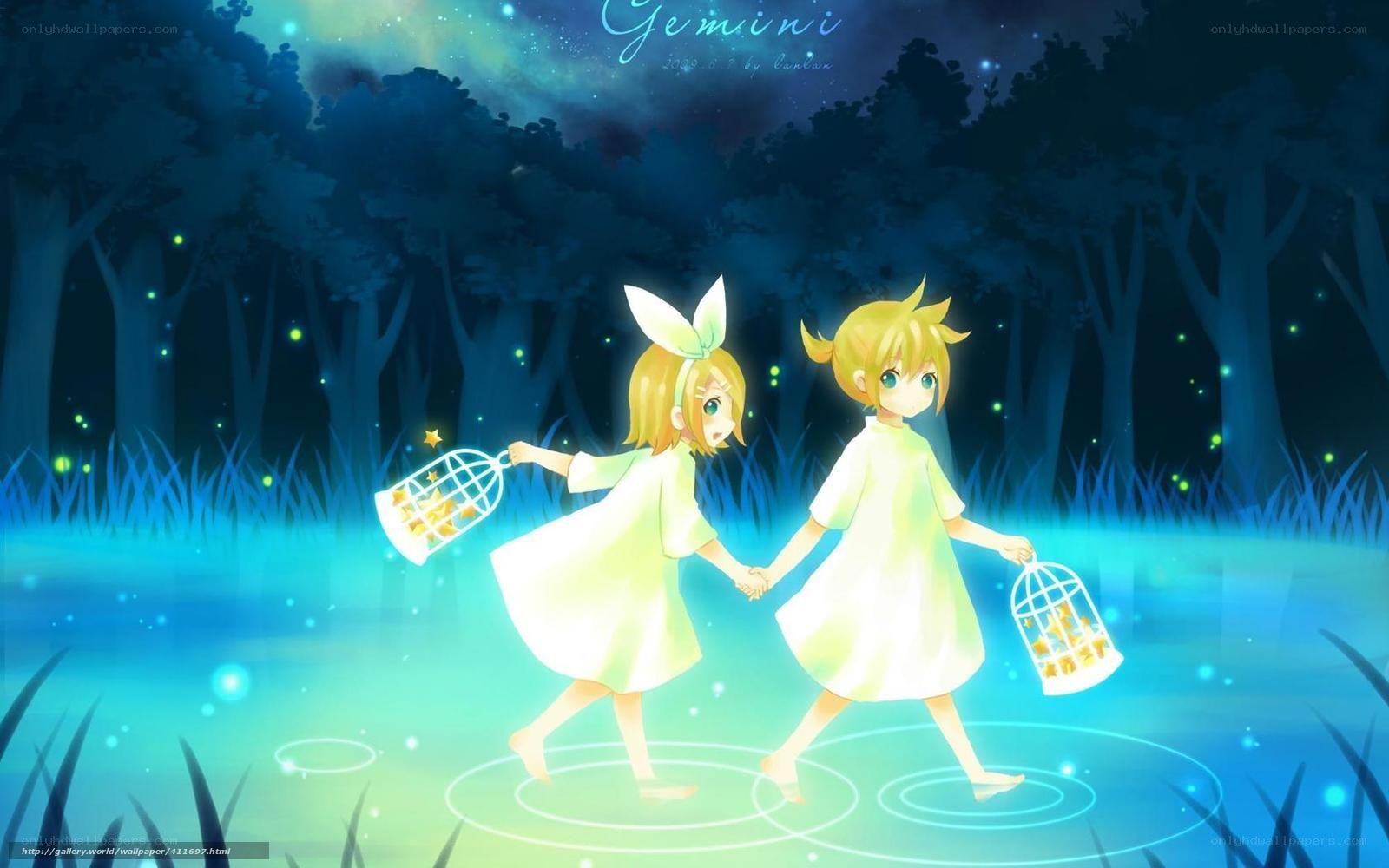 twins in a starlit forest