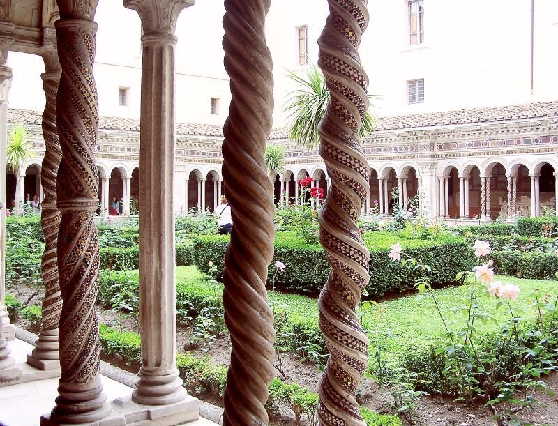 Twisted Columns in Courtyard