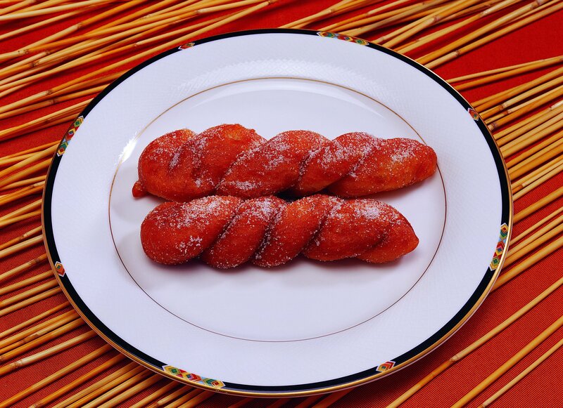 Twisted pastries on a plate