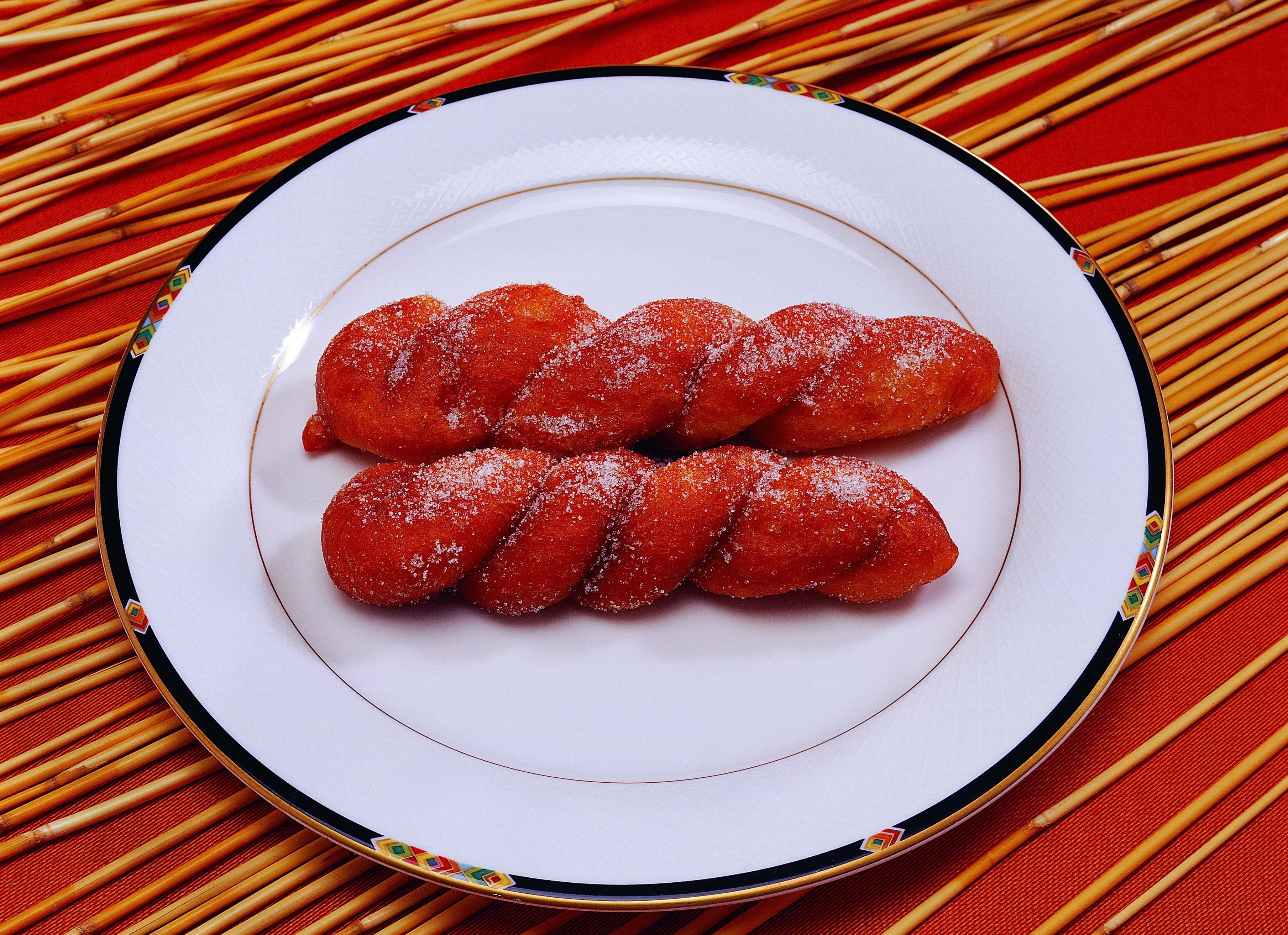 Twisted pastries on a plate