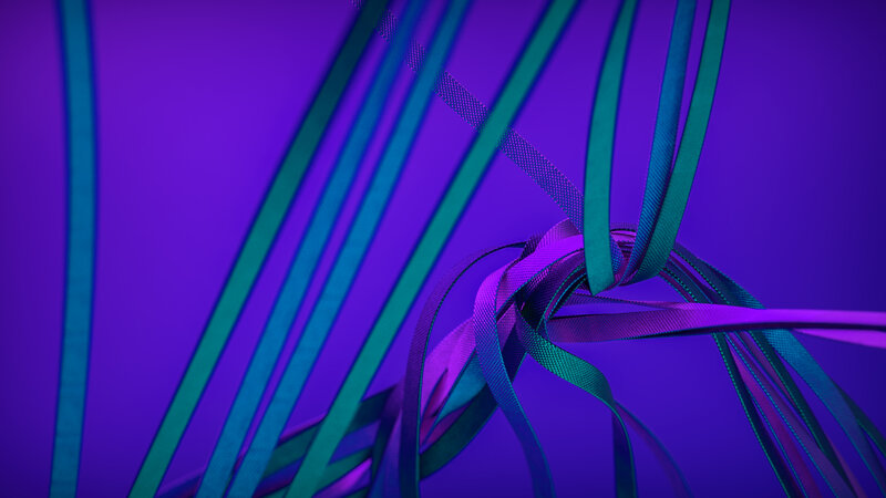 Twisted Ribbons on Purple