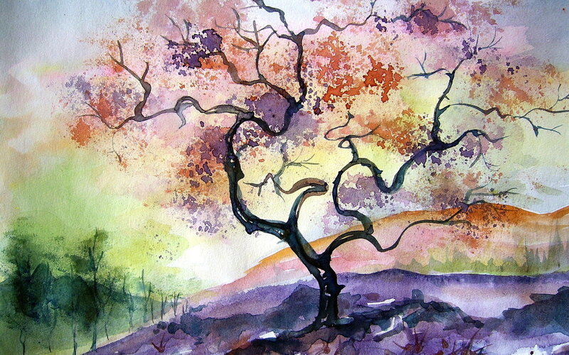 Twisted Tree in Autumn — Purple