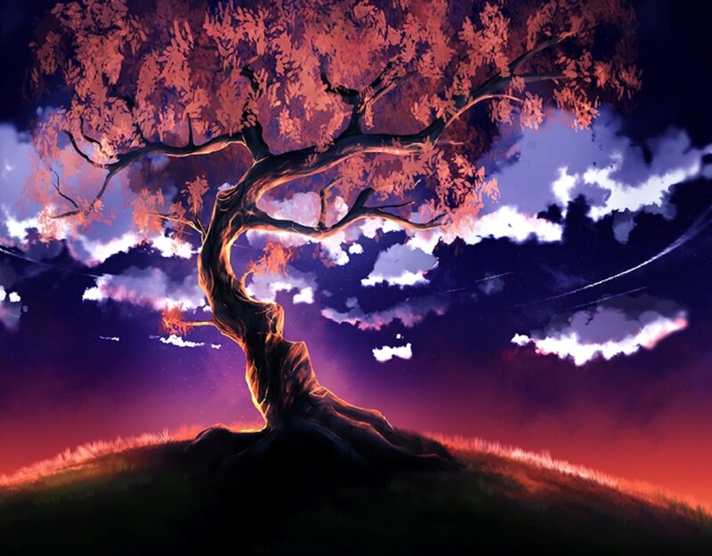 Twisted Tree on Hill — Purple