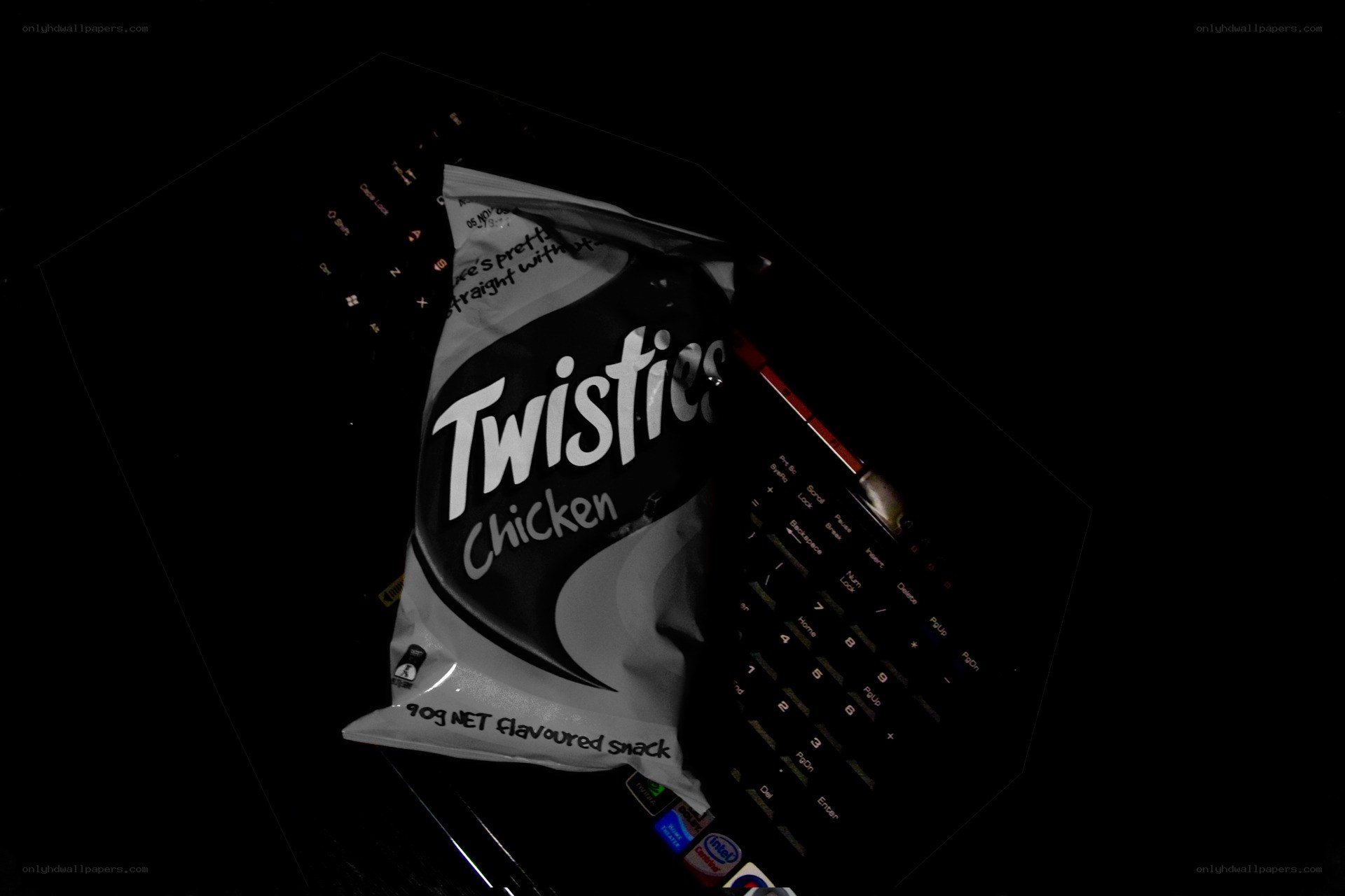 Twisties snack on keyboard