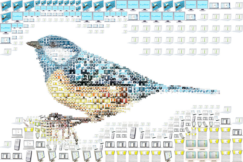 Twitter bird mosaic artwork