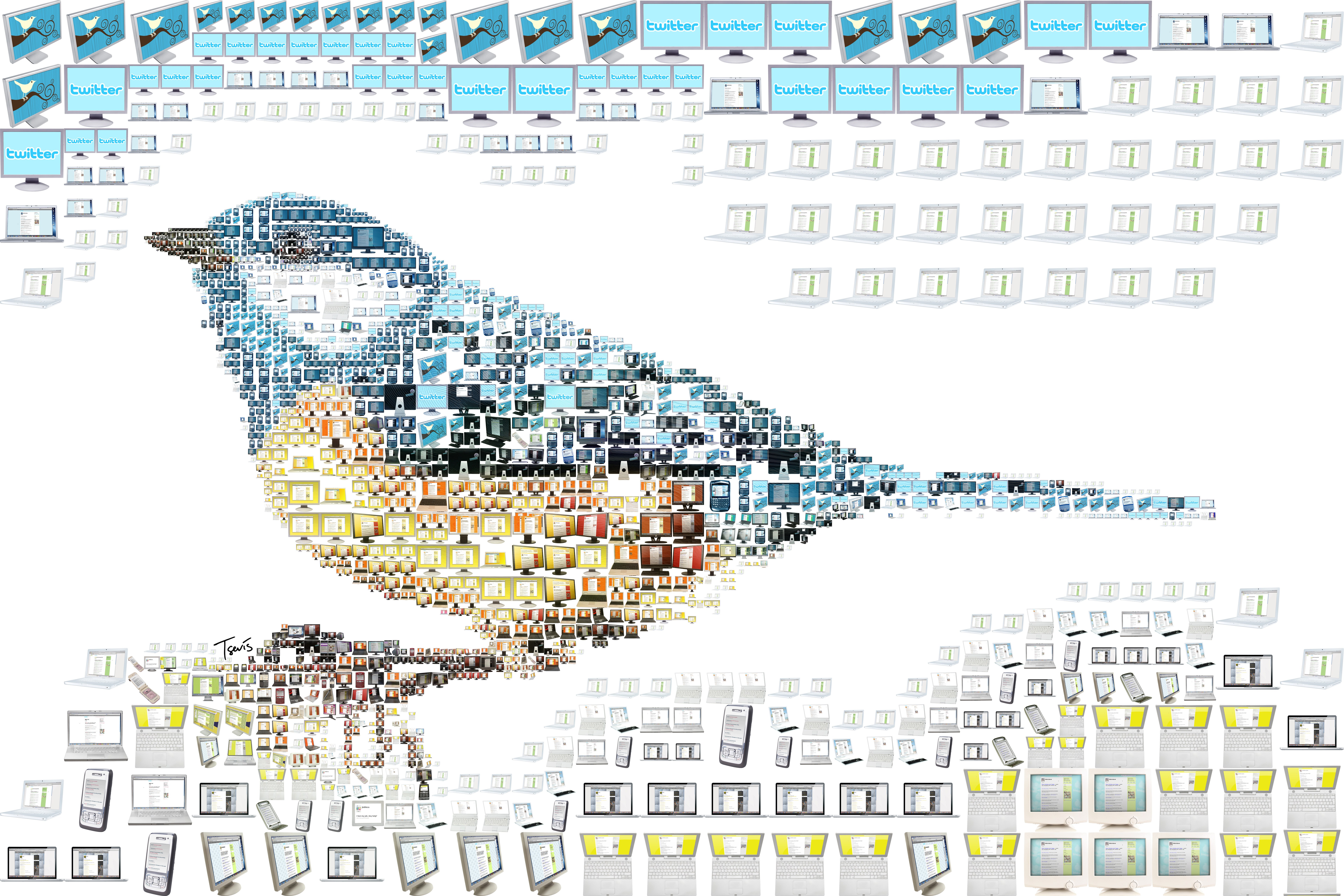 Twitter bird mosaic artwork