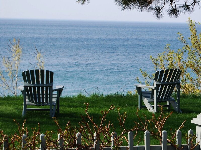 Two Adirondack Chairs — Green, Serene, Afternoon