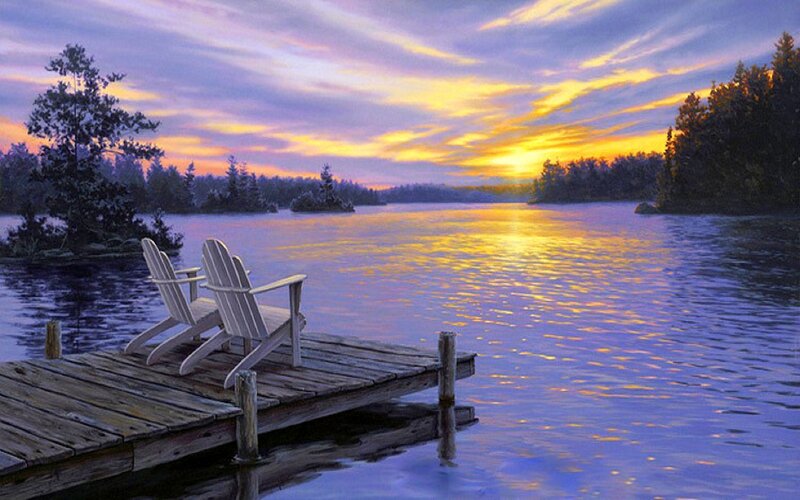 Two Adirondack Chairs — Purple, Serene