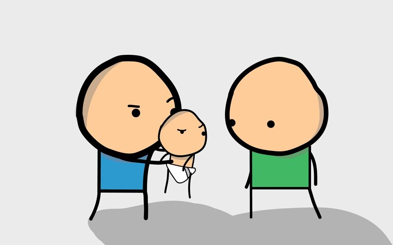 Two adults with a baby