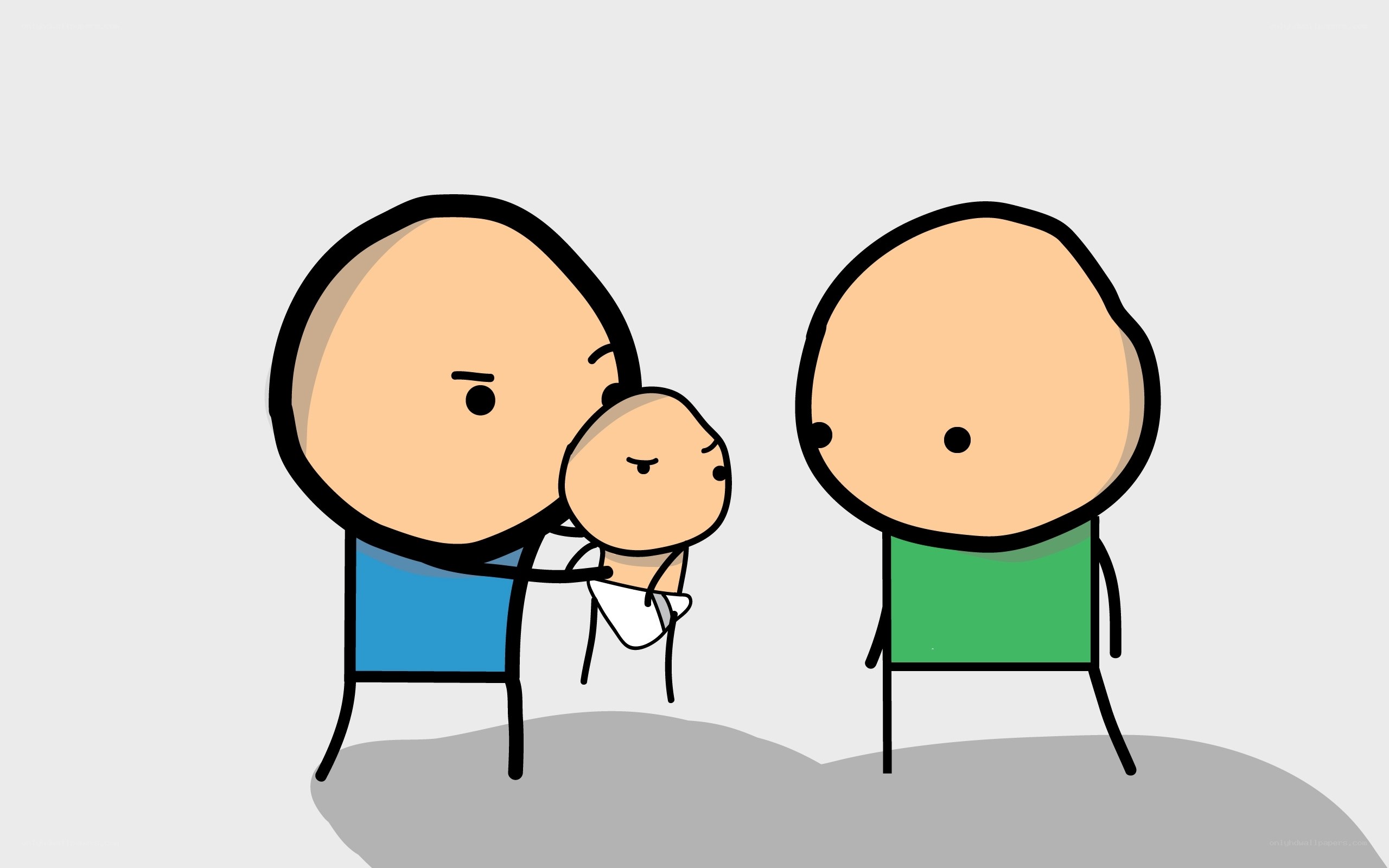 Two adults with a baby