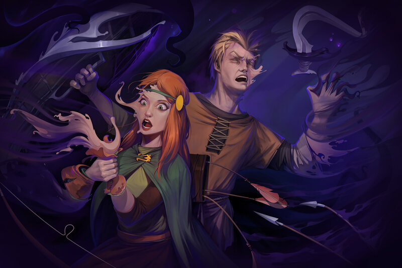 Two Adventurers in Battle