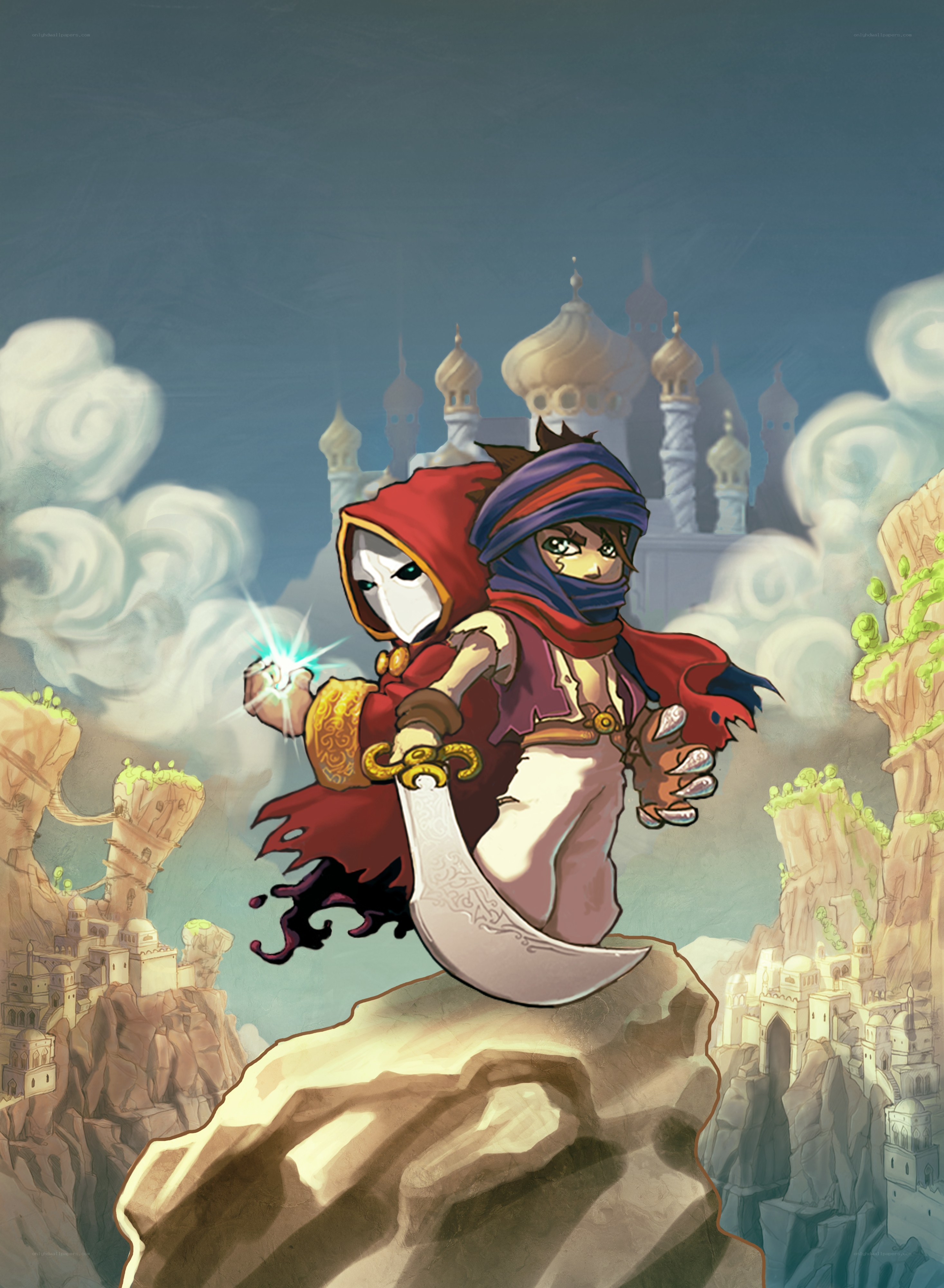 Two adventurers on a cliff