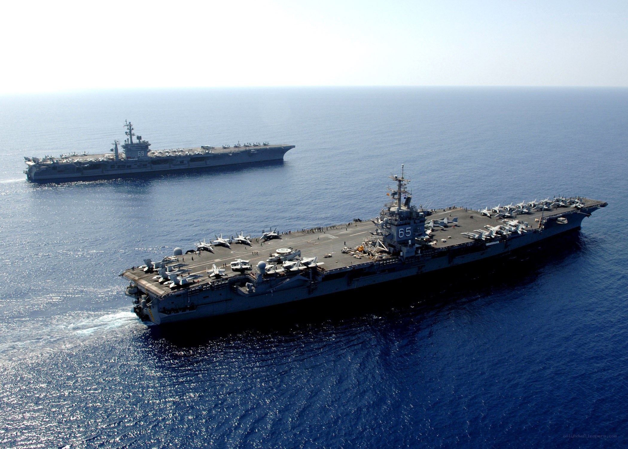 Two aircraft carriers at sea