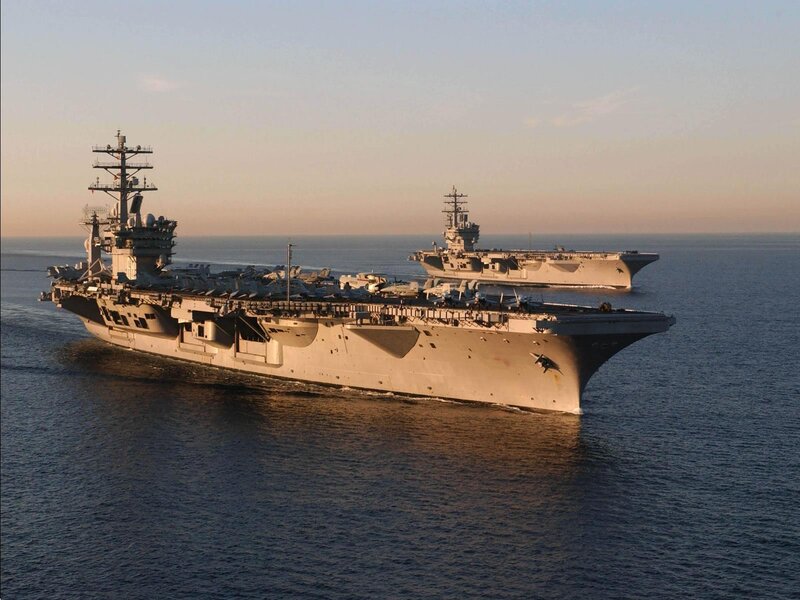 Two Aircraft Carriers — Gray, Serene, Sunset