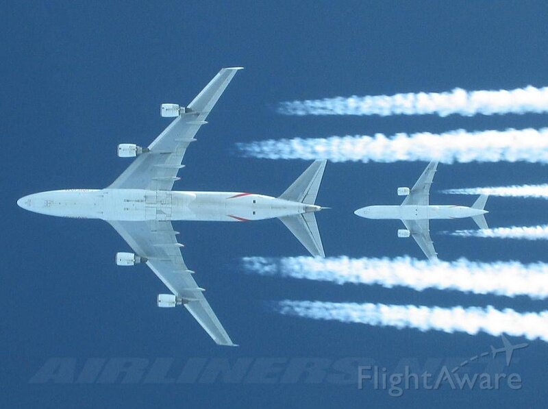 Two Airplanes in Flight — Blue, Dramatic