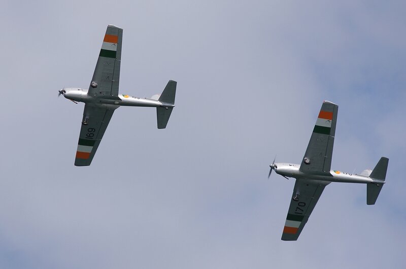 Two Airplanes in Flight — Gray