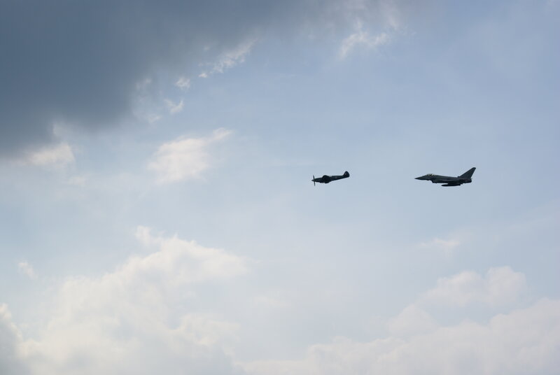 Two Airplanes in Sky — Blue, Serene
