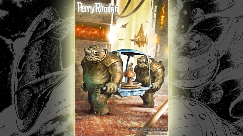 Two Alien Creatures Carrying a Cart